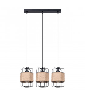 Gizur Industrial Bar Pendant Ceiling Light Black 3x E27-1