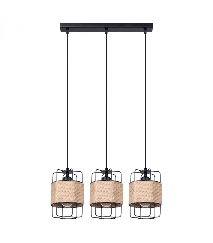 Gizur Industrial Bar Pendant Ceiling Light Black 3x E27-1