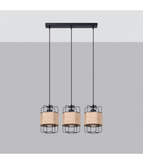 Gizur Industrial Bar Pendant Ceiling Light Black 3x E27-2