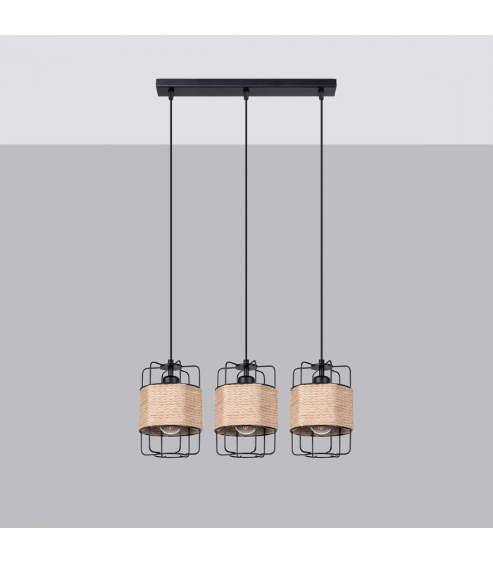Gizur Industrial Bar Pendant Ceiling Light Black 3x E27-2