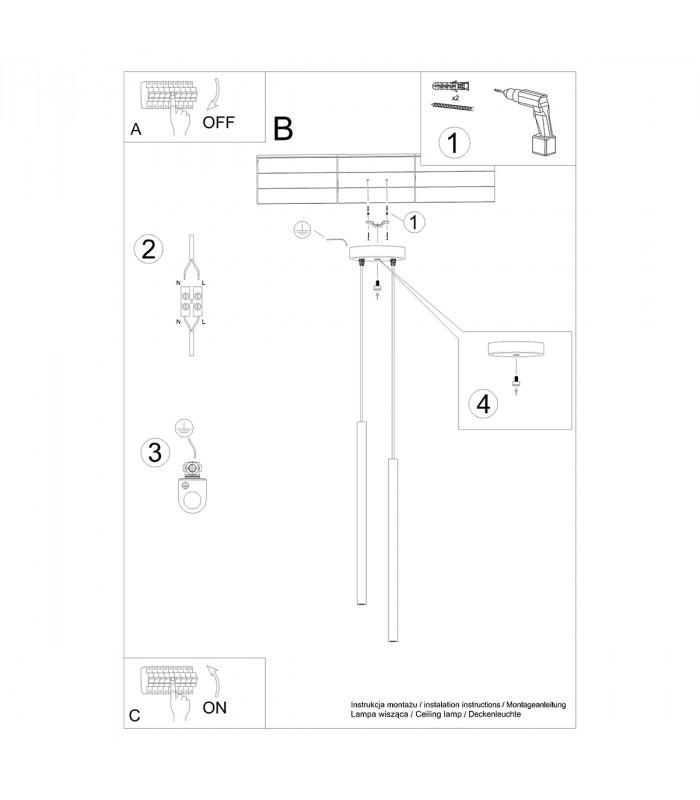 Pastelo Modern Cluster Pendant Ceiling Light Black 2x G9-6