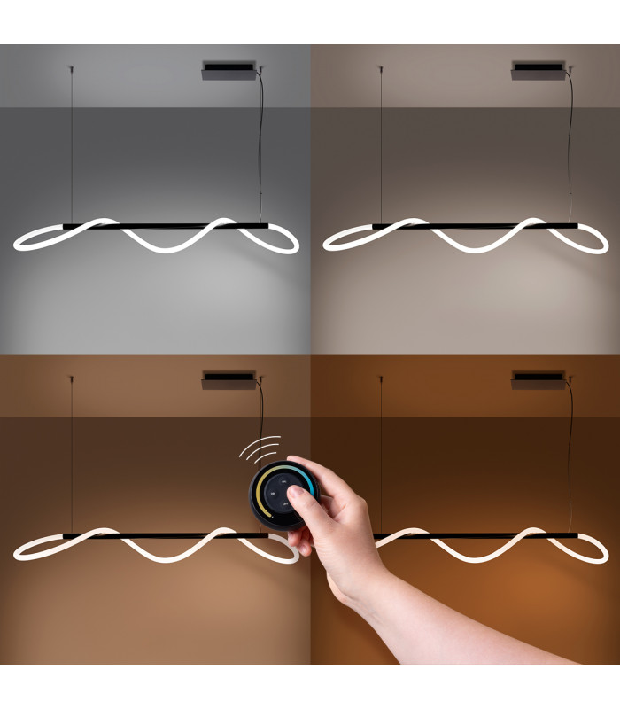 Galakse 148cm Modern Integrated LED Pendant Ceiling Light Black-3