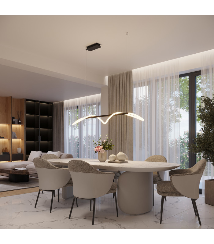 Galakse 148cm Modern Integrated LED Pendant Ceiling Light Black-14