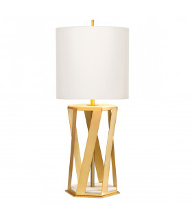 Apollo Table Lamp with Round Shade Brushed Brass-1