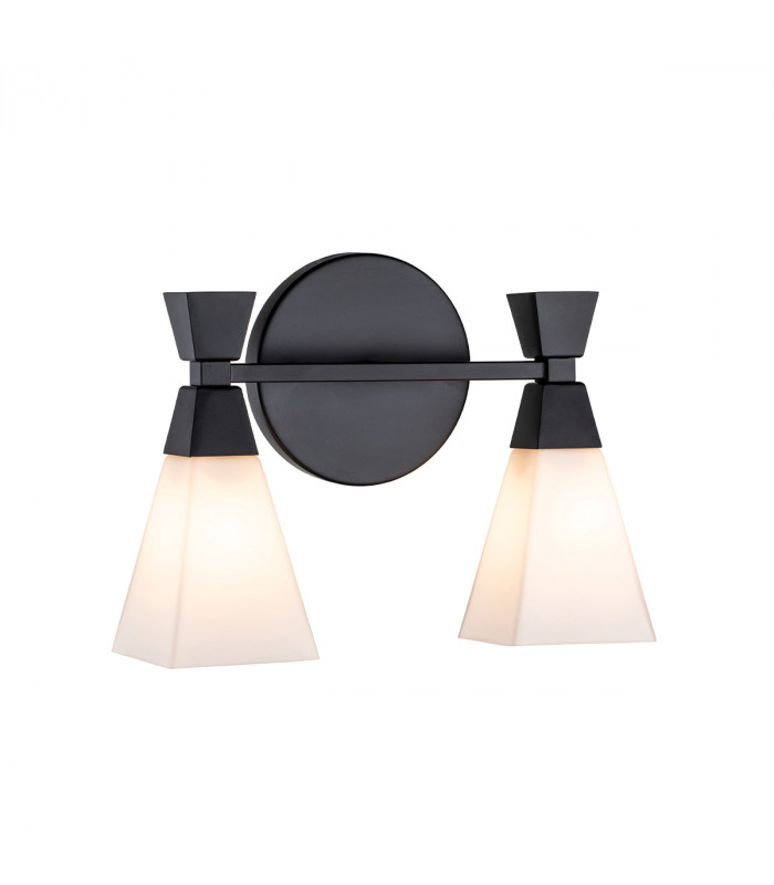 Bowtie 2 Light Bathroom Wall Lamp Matte Black IP44-1