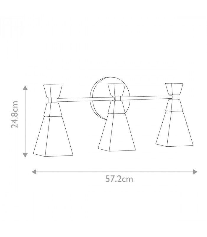 Bowtie 3 Light Bathroom Wall Lamp Matte Black IP44-6