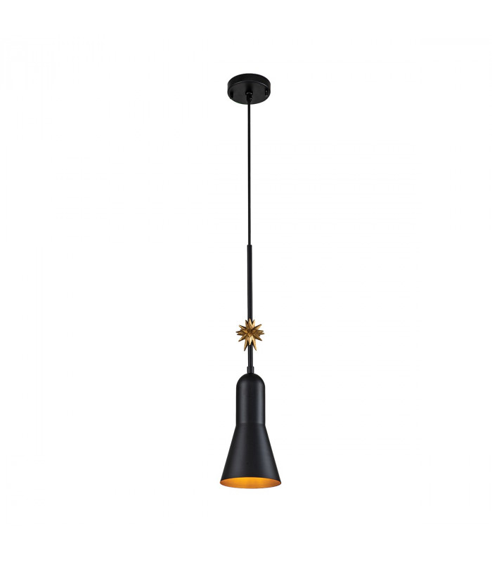 Etoile Dome Pendant Ceiling Light Matte Black and Gold Leaf-1