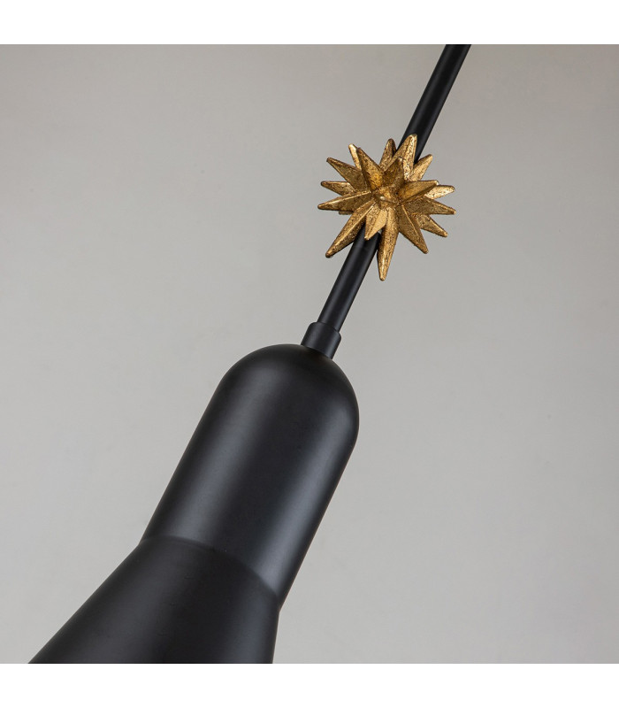 Etoile Dome Pendant Ceiling Light Matte Black and Gold Leaf-4