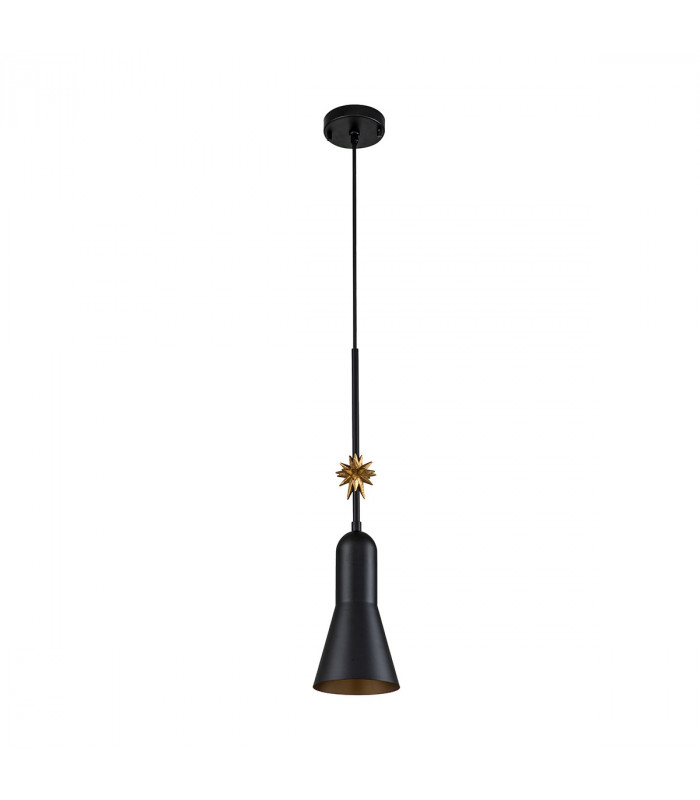 Etoile Dome Pendant Ceiling Light Matte Black and Gold Leaf-8