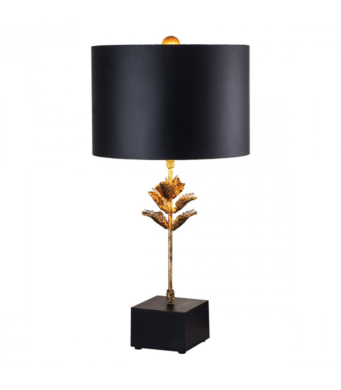 Camilia Table Lamp with Round Shade Antique Gold and Black-1