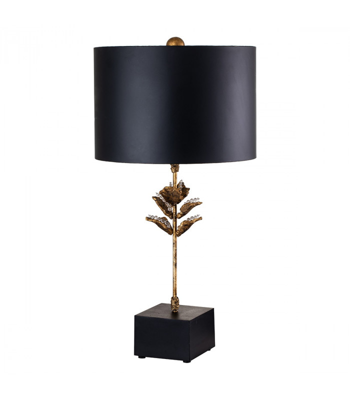 Camilia Table Lamp with Round Shade Antique Gold and Black-6
