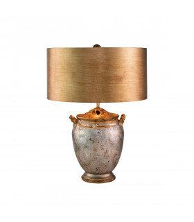 Jackson Table Lamp with Round Shade Antiqued Silver with Gold Leaf-1