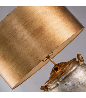 Jackson Table Lamp with Round Shade Antiqued Silver with Gold Leaf-2