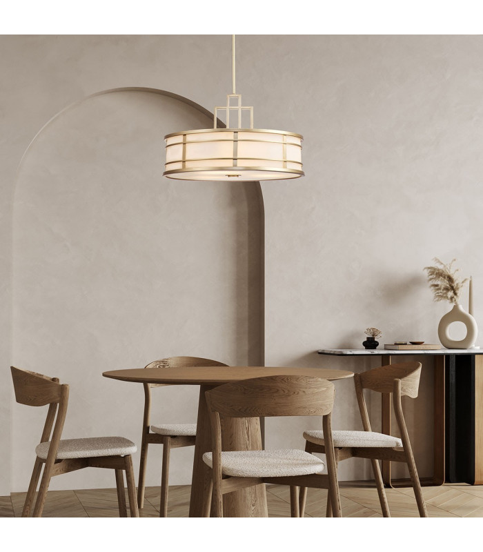Fusion 3 Light Cylindrical Pendant Ceiling Light Painted Natural Brass-6