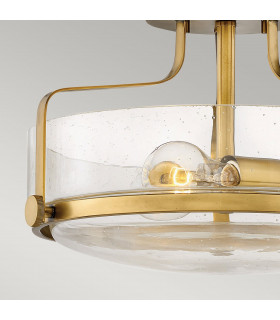 Harper 3 Light Bowl Semi Flush Ceiling Light Heritage Brass-2
