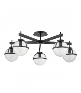 Hollis 5 Light Multi Arm Semi Flush Ceiling Lamp Black IP44-1