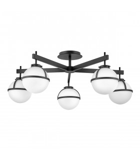 Hollis 5 Light Multi Arm Semi Flush Ceiling Lamp Black IP44-1