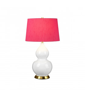 Isla Table Lamp with Round Tapered Shade Aged Brass White Pink-1