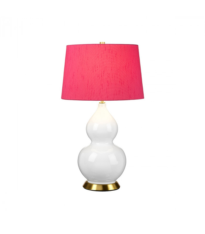 Isla Table Lamp with Round Tapered Shade Aged Brass White Pink-1