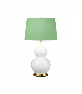 Isla Table Lamp with Round Tapered Shade Aged Brass White Green-1