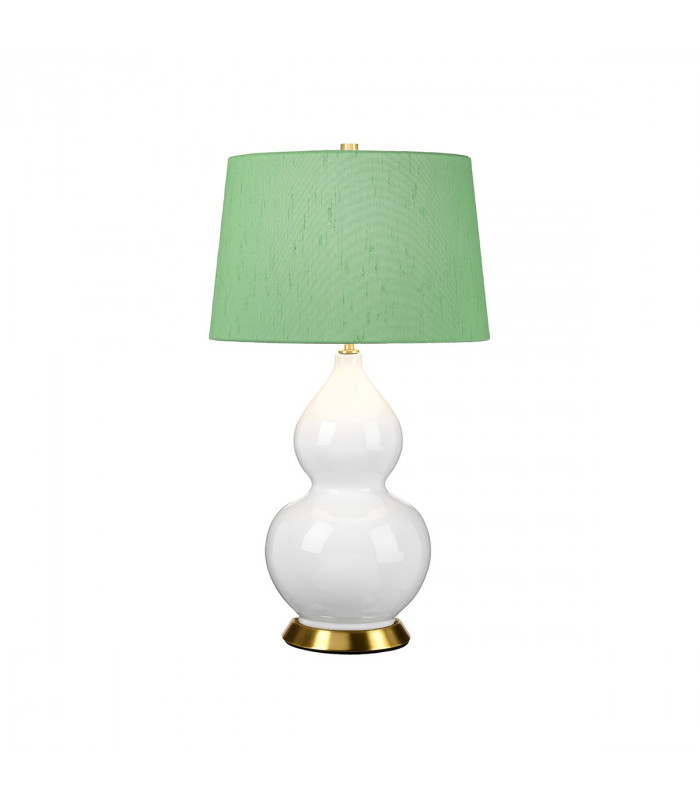 Isla Table Lamp with Round Tapered Shade Aged Brass White Green-1