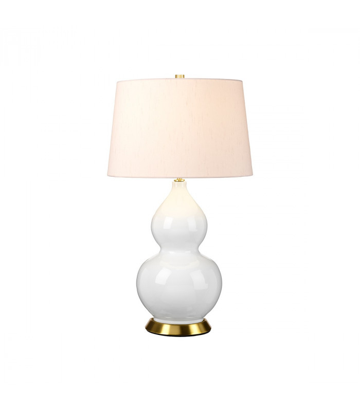 Isla Table Lamp with Round Tapered Shade Aged Brass White Pink-1