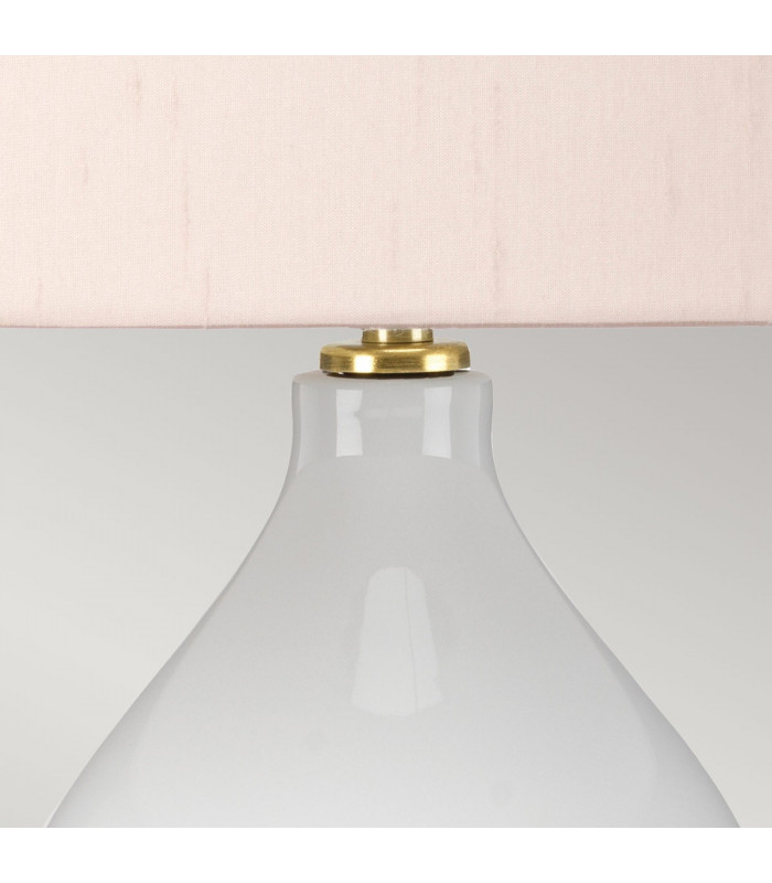 Isla Table Lamp with Round Tapered Shade Aged Brass White Pink-3