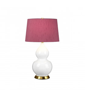 Isla Table Lamp with Round Tapered Shade Aged Brass White Purple-1