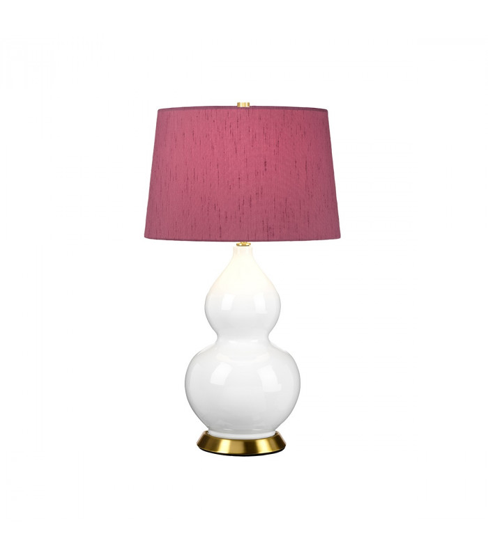 Isla Table Lamp with Round Tapered Shade Aged Brass White Purple-1