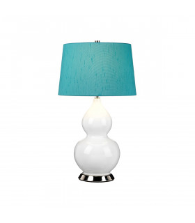 Isla Table Lamp with Round Tapered Shade Polished Nickel White Teal-1