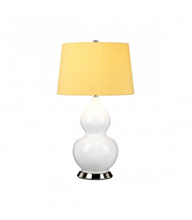 Isla Table Lamp with Round Tapered Shade Polished Nickel White Yellow-1