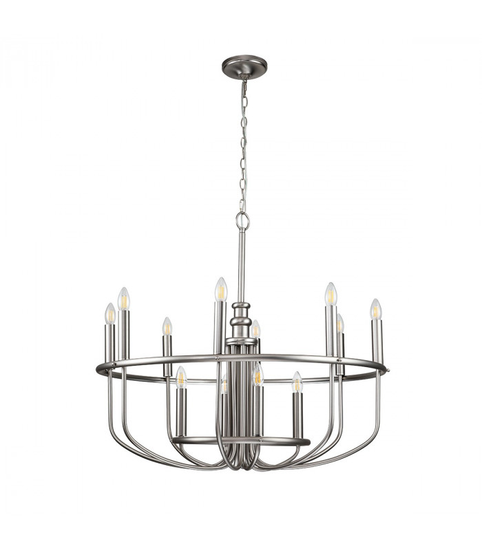 Capitol Hill 12 Light Multi Arm Pendant Ceiling Light Brushed Nickel-7