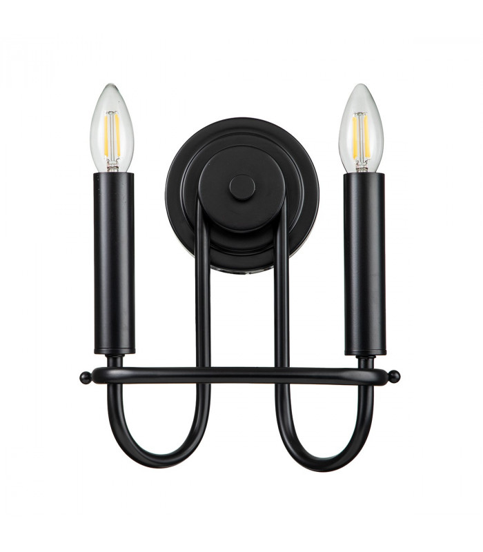 Capitol Hill 2 Light Candle Wall Lamp Black-7