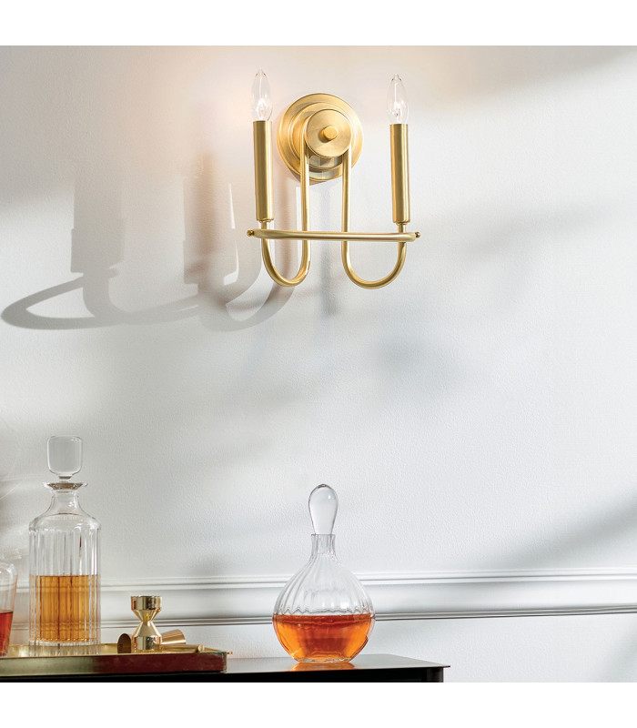 Capitol Hill 2 Light Candle Wall Lamp Painted Natural Brass-7