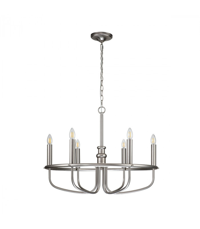 Capitol Hill 6 Light Multi Arm Pendant Ceiling Light Brushed Nickel-7