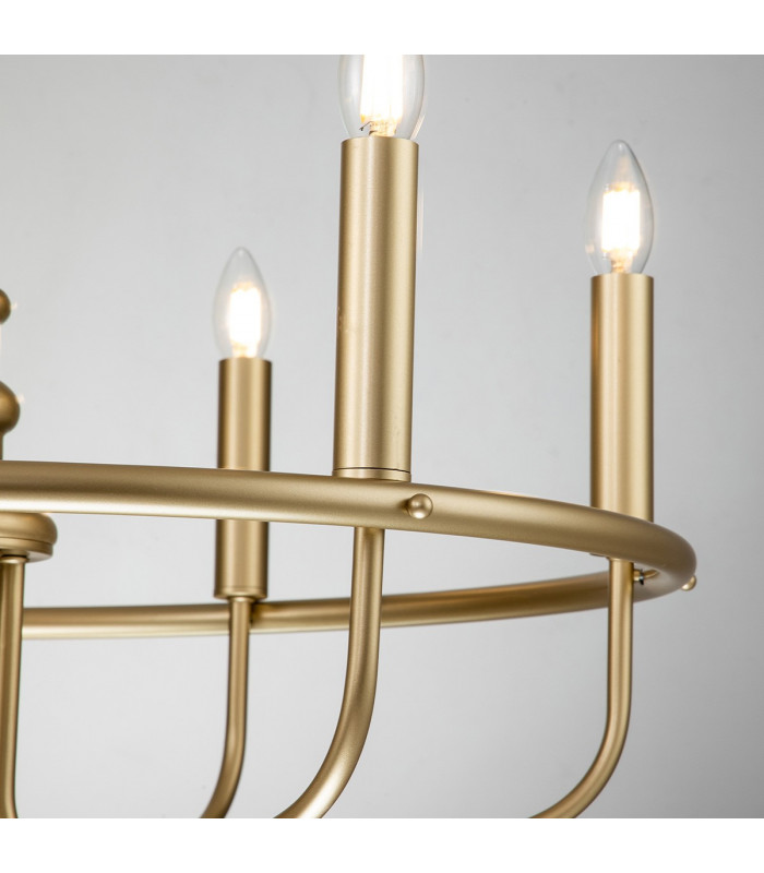 Capitol Hill 6 Light Multi Arm Pendant Ceiling Light Painted Natural Brass-6