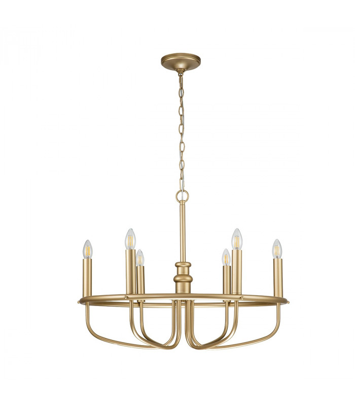 Capitol Hill 6 Light Multi Arm Pendant Ceiling Light Painted Natural Brass-8
