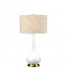 Milo Table Lamp with Round Shade Aged Brass White Orange-1