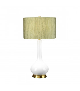 Milo Table Lamp with Round Shade Aged Brass White Green-1
