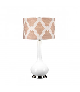 Milo Table Lamp with Round Shade Polished Nickel White Pink-1
