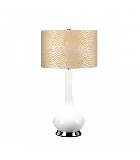 Milo Table Lamp with Round Shade Polished Nickel White Yellow-1