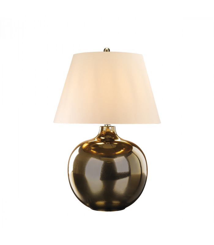 Ottoman Table Lamp with Round Tapered Shade Bronze Metalic Ivory Shade-1