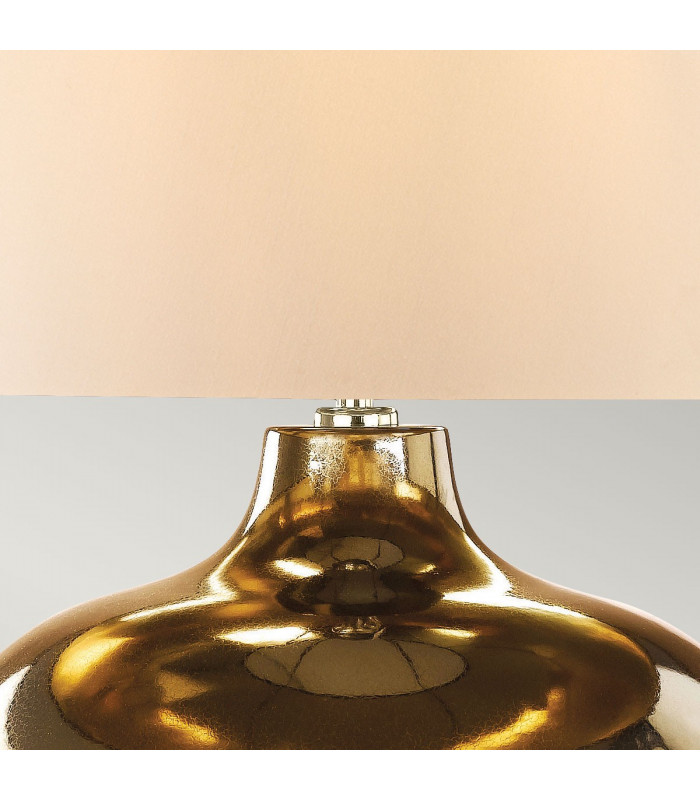 Ottoman Table Lamp with Round Tapered Shade Bronze Metalic Ivory Shade-3