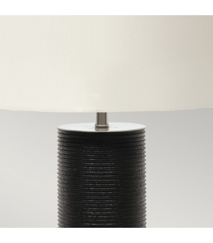 Ripple Table Lamp with Round Shade Black with White Shade-3