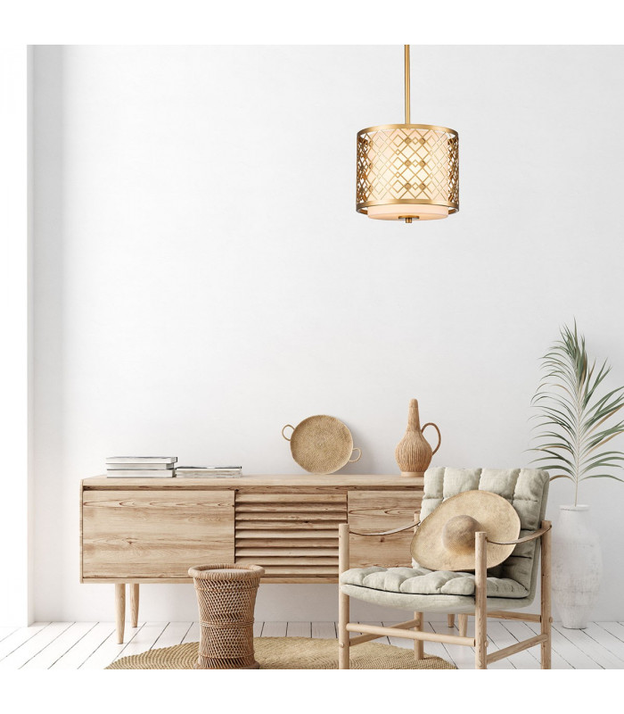Ziggy Cylindrical Pendant Ceiling Light Lacquered Gold-7