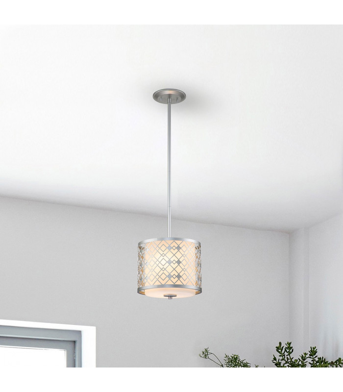 Ziggy Cylindrical Pendant Ceiling Light Lacquered Silver-7