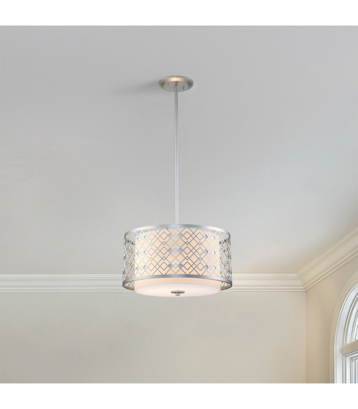 Ziggy 2 Light Cylindrical Pendant Ceiling Light Lacquered Silver-8