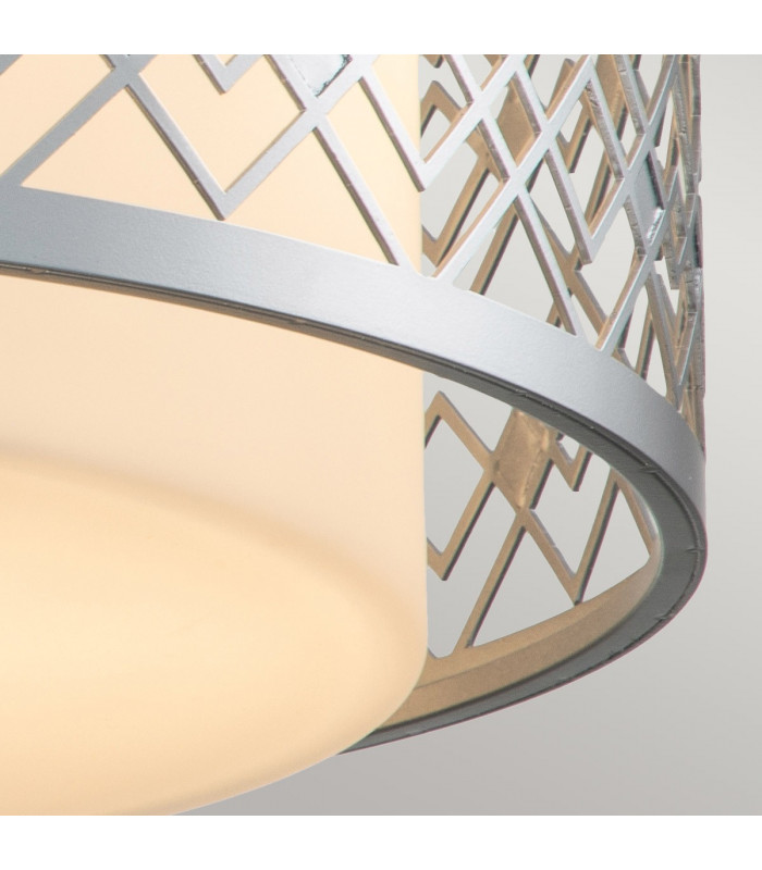 Ziggy 2 Light Cylindrical Pendant Ceiling Light Lacquered Silver-4