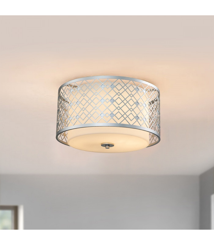 Ziggy 2 Light Cylindrical Pendant Ceiling Light Lacquered Silver-7