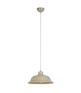 1 Light Dome Ceiling Pendant Country Cream Paint, Cream Braided Flex, E27 - 1